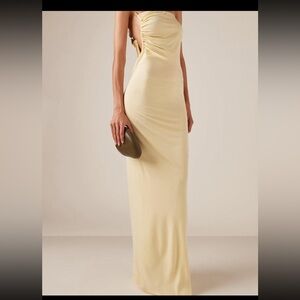 NWT Christopher Esber Pale Yellow Odessa Strapless Jersey Maxi Dress
